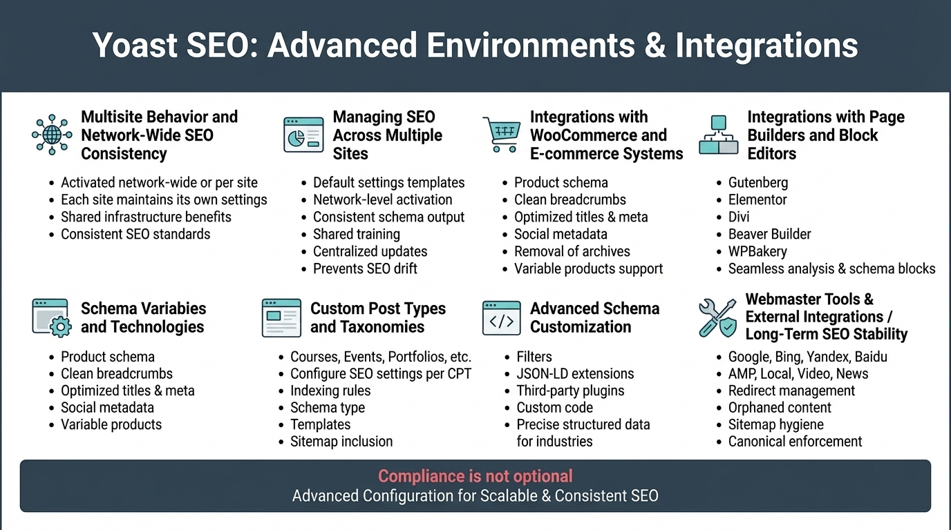 Pillar 12 — Yoast SEO Multisite, Integrations & Advanced Configuration