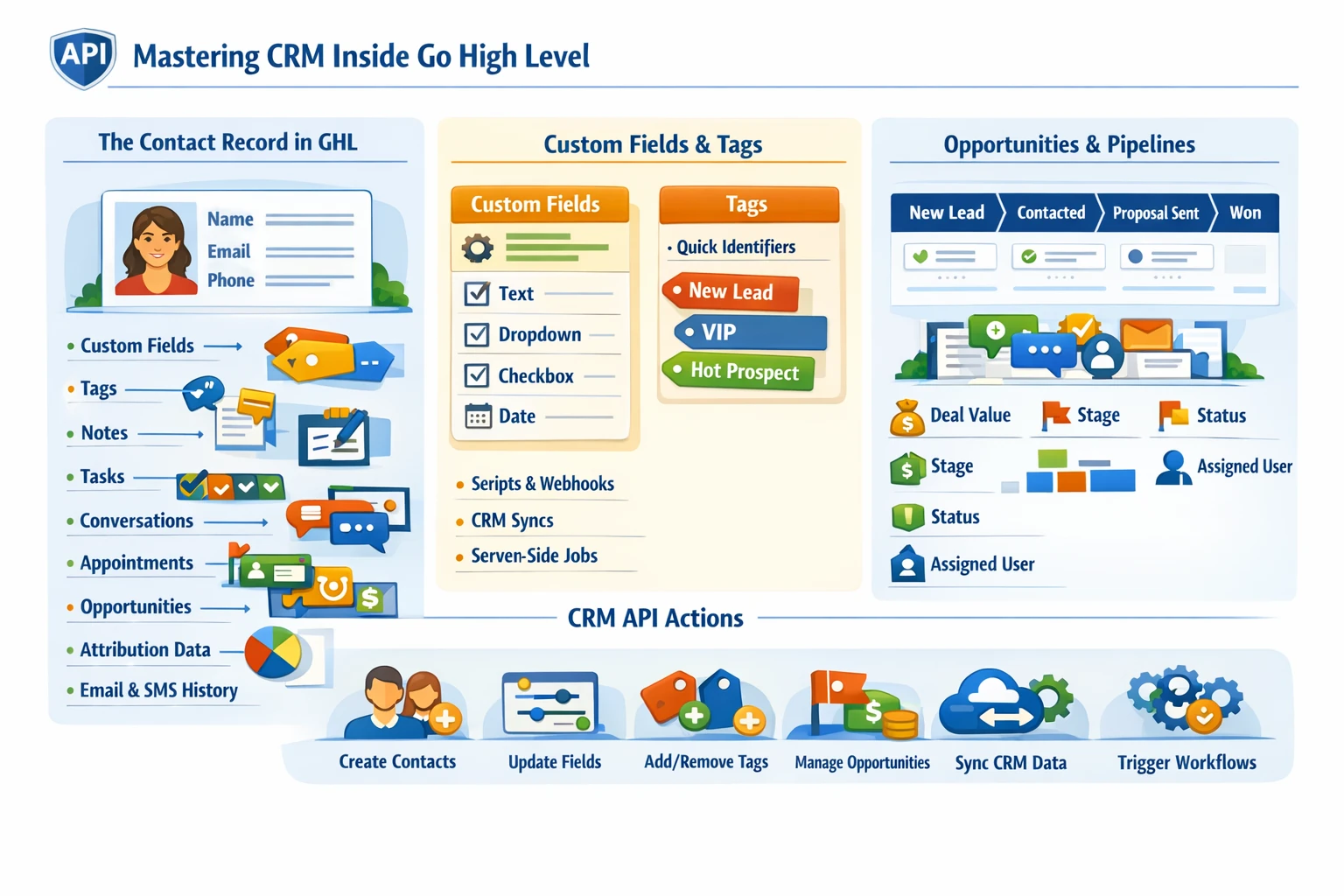 Pillar 3 Contacts, Custom Fields & CRM Data Architecture in Go High Level (GHL)-Optimized