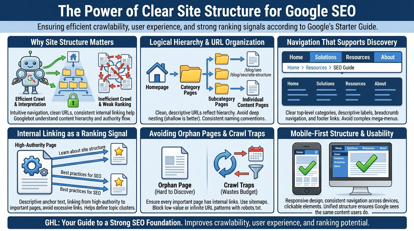 Pillar 3 — Site Structure, Navigation & Internal Linking (Google SEO)