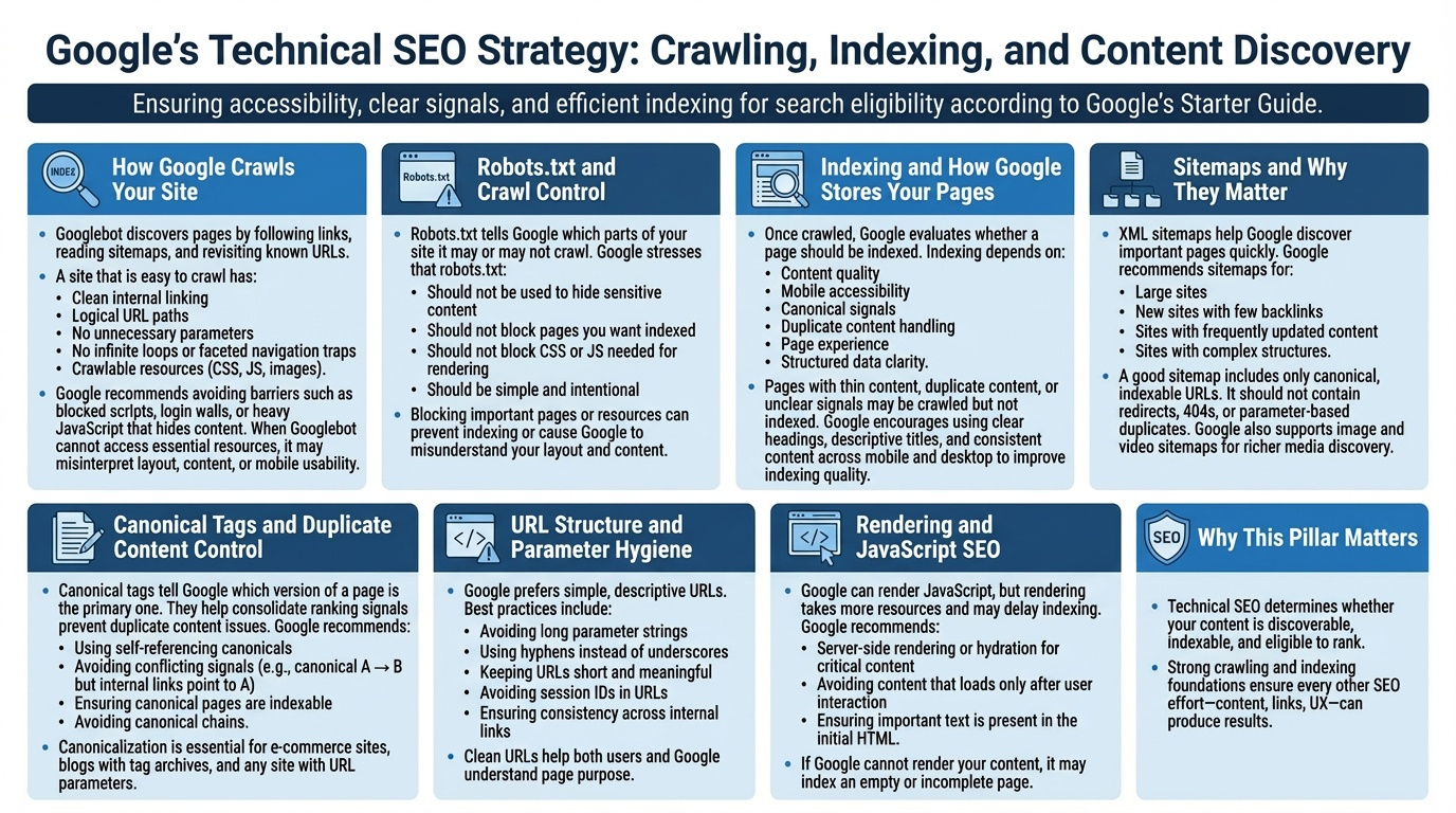 Pillar 6 — Technical SEO Crawling, Indexing & Sitemaps (Google SEO)