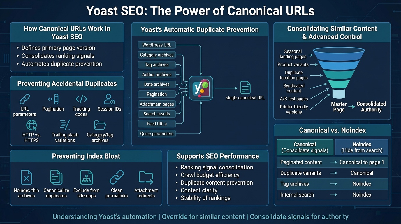 Pillar 7 — Yoast SEO Canonical URLs, Duplicate Content Prevention & Index Hygiene