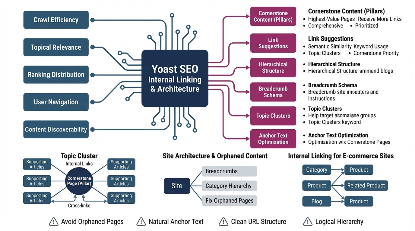 Pillar 8 — Yoast SEO Internal Linking, Cornerstone Content & Site Architecture Optimization